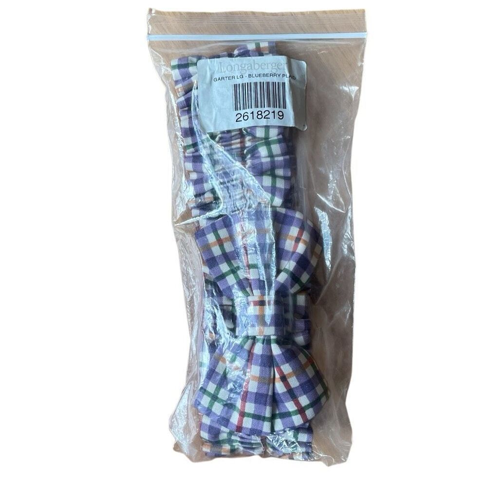 Longaberger Blueberry Plaid Large Garter Made in USA New